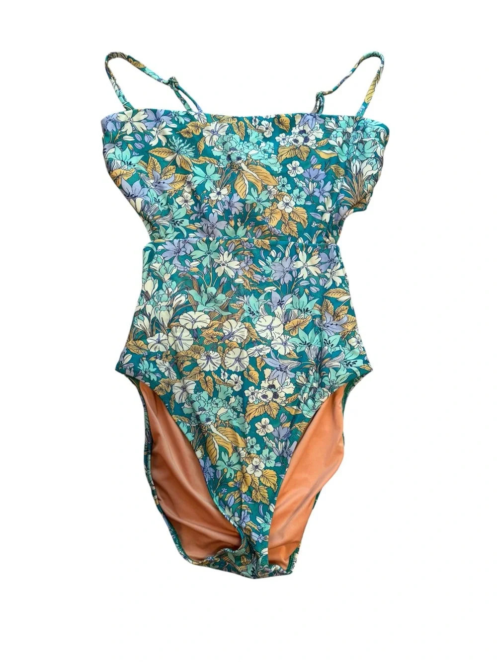 J. Crew Cutout One-Piece Swimsuit in Aqua Blooms